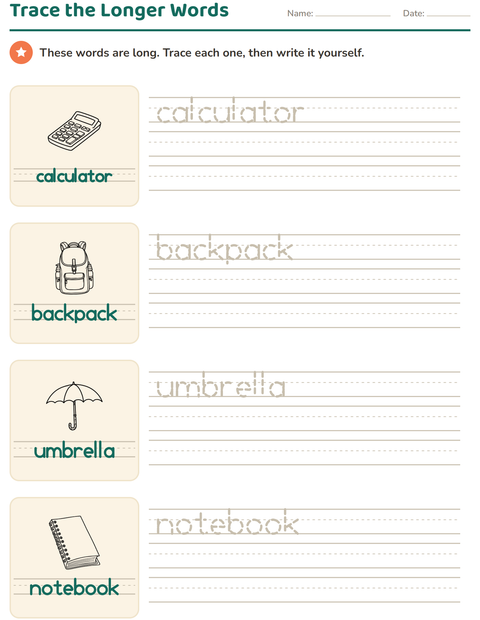 Preview of Word Tracing worksheet featuring Education BW for kindergarten