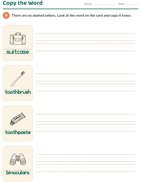 Preview of Word Tracing worksheet featuring Objects BW for kindergarten