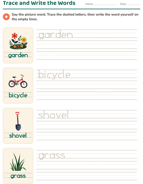 Preview of Word Tracing worksheet featuring Spring for kindergarten
