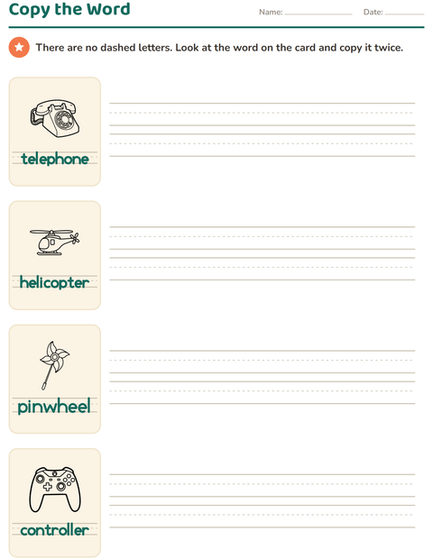 Preview of Word Tracing worksheet featuring Toys BW 2 for kindergarten