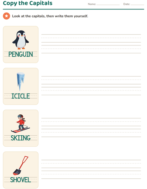 Preview of Word Tracing worksheet featuring Winter for kindergarten