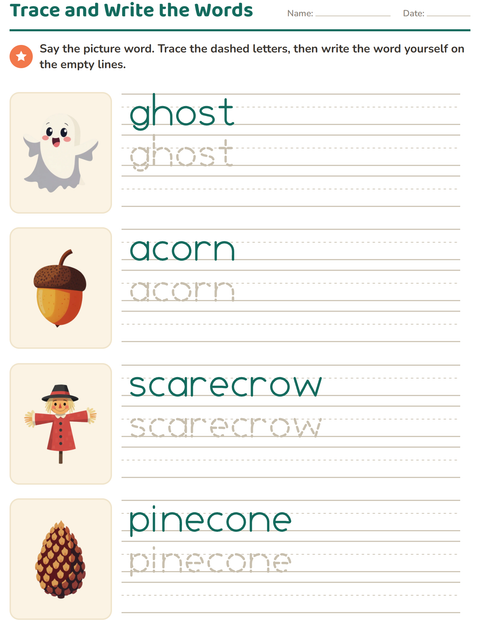 Preview of Word Tracing worksheet featuring Miscellaneous for kindergarten