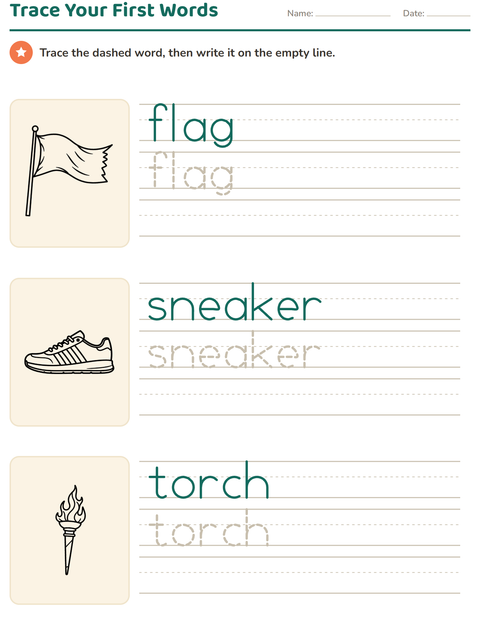 Preview of Word Tracing worksheet featuring Sports BW 2 for kindergarten