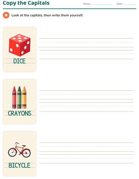 Preview of Copy the Capitals: Read the Card, Then Write It