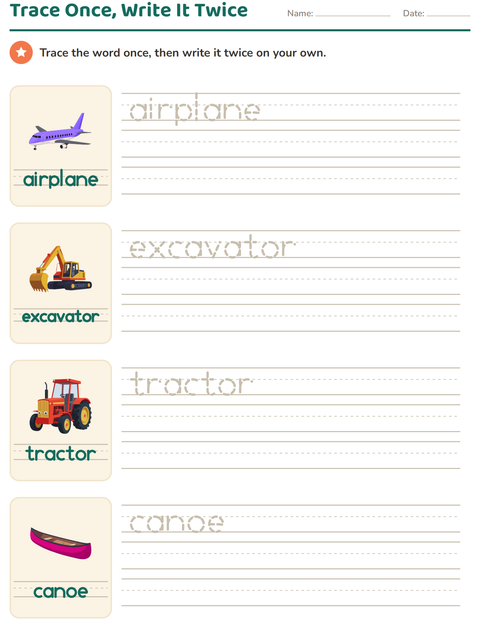 Trace Once, Write It Twice: Vehicle Words on Handwriting Lines