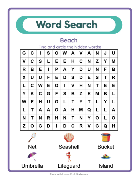 Preview of Alphabet Train worksheet featuring Beach for preschool