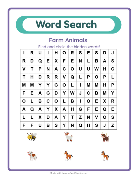 Preview of Picture Trail worksheet featuring Farm Animals for kindergarten