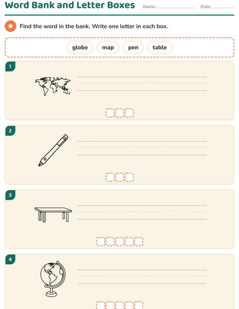 Preview of Write the Word worksheet featuring Classroom (B&W) for grade 1