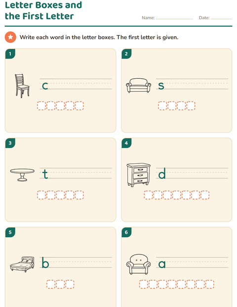 Preview of Write the Word worksheet featuring Furniture BW for grade 1