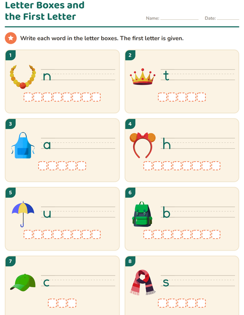 Preview of Write the Word worksheet featuring Accessories for grade 1