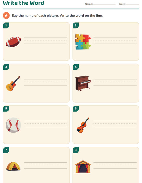 Preview of Write the Word worksheet featuring Activities for grade 1