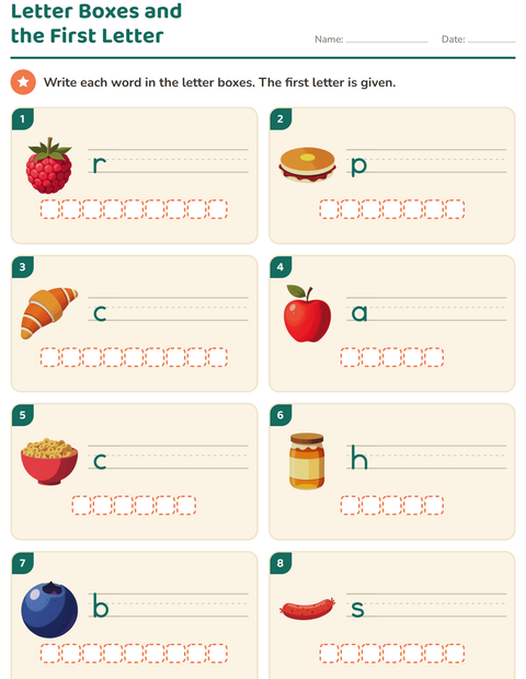 Preview of Write the Word worksheet featuring Breakfast for grade 1