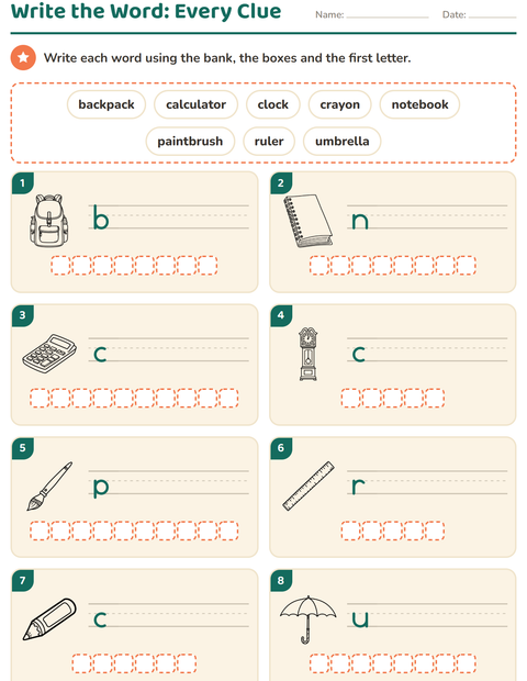 Preview of Write the Word worksheet featuring Education BW for grade 1