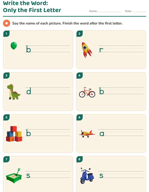 Preview of Write the Word worksheet featuring Toys for grade 1