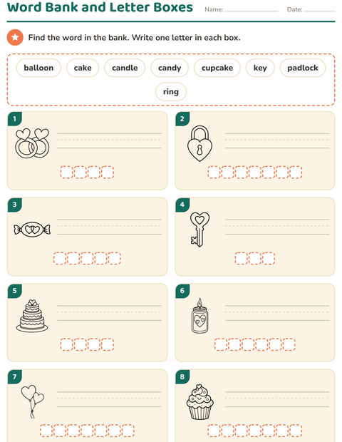 Preview of Write the Word worksheet featuring Valentine BW for grade 1