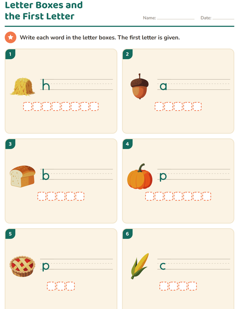 Preview of Write the Word worksheet featuring Thanksgiving for grade 1