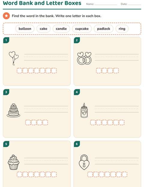 Preview of Write the Word worksheet featuring Valentine BW for grade 1