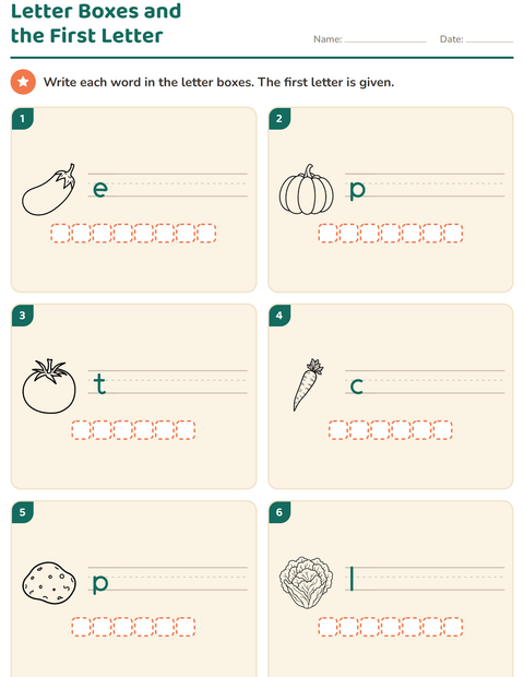 Preview of Write the Word worksheet featuring Vegetables BW for grade 1