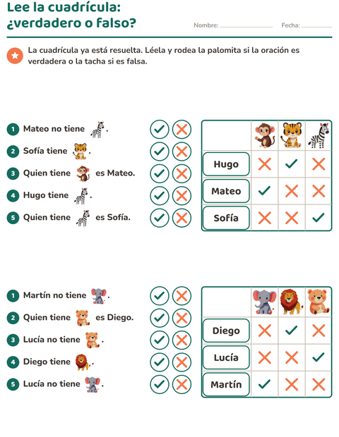 Vista previa de la hoja de Acertijos de lógica con Animales del zoológico para grado 2