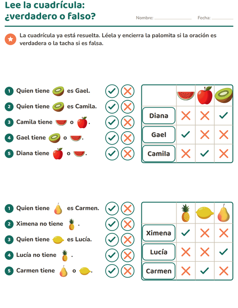 Vista previa de la hoja de Acertijos de lógica con Frutas para grado 2