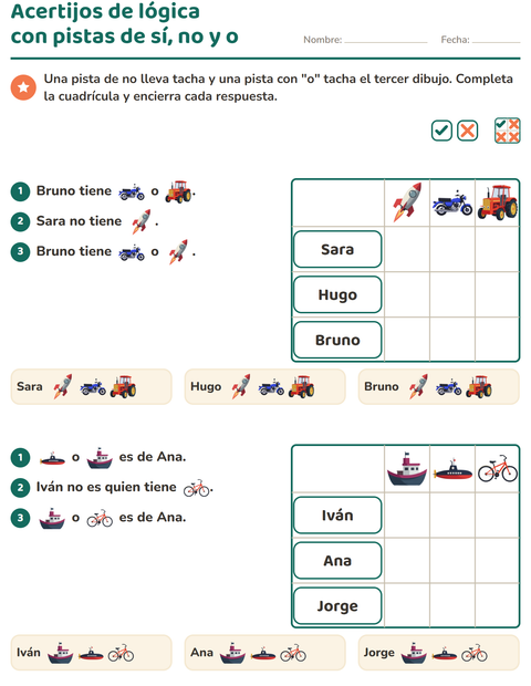 Vista previa de la hoja de Acertijos de lógica con Vehículos para grado 2