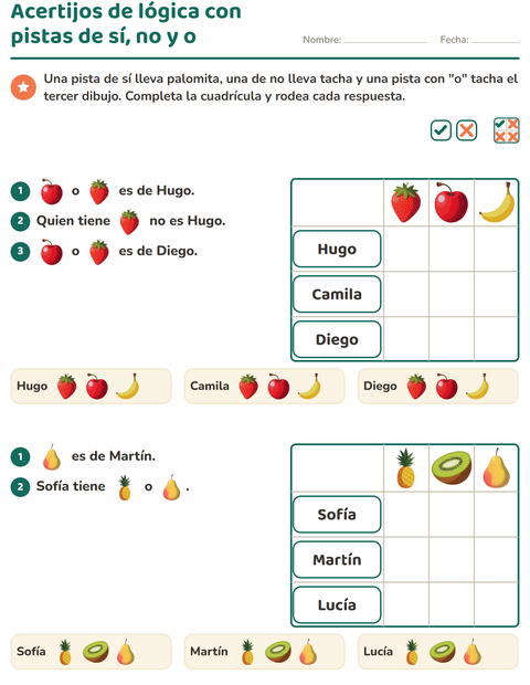 Acertijos de lógica con pistas de sí, no y o