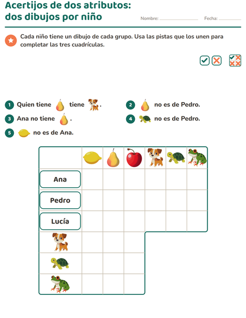 Vista previa de la hoja de Acertijos de lógica con Frutas para grado 3