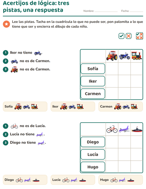 Vista previa de la hoja de Acertijos de lógica con Vehículos para grado 2