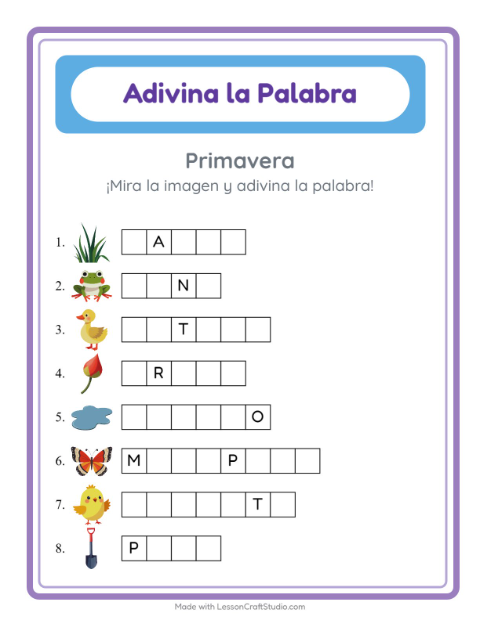 Escribe palabras con Primavera
