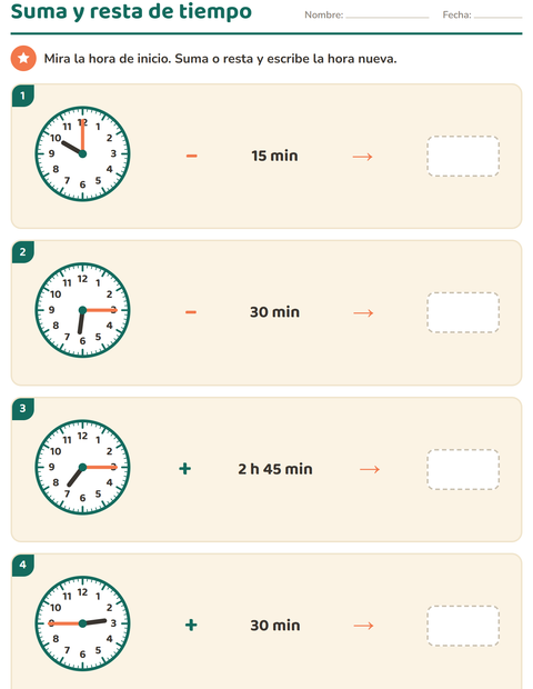 Vista previa de la hoja de Aprender la hora para grado 3