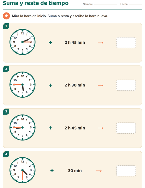 Vista previa de la hoja de Aprender la hora para grado 3