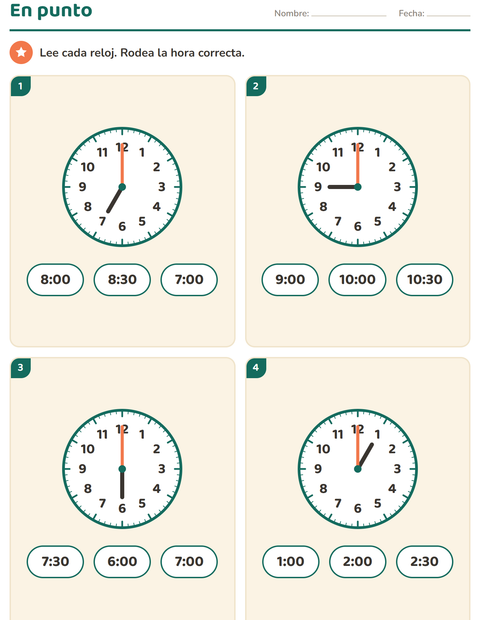 Primer grado La hora
