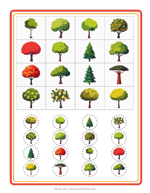 Vista previa de la hoja de Bingo con Árboles para jardín infantil