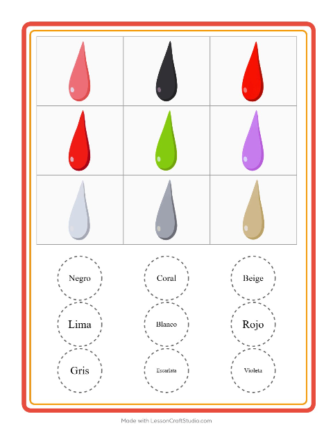 Vista previa de la hoja de Bingo con Colores para jardín infantil