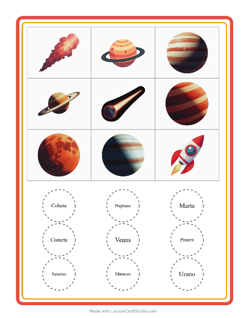 Vista previa de la hoja de Bingo con Espacio para jardín infantil