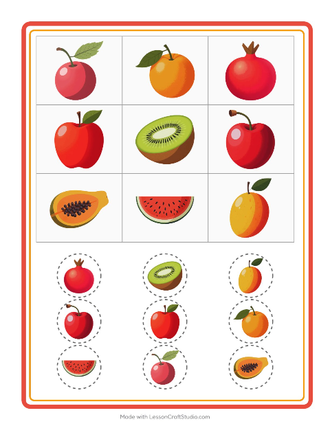Vista previa de la hoja de Bingo con Frutas para jardín infantil