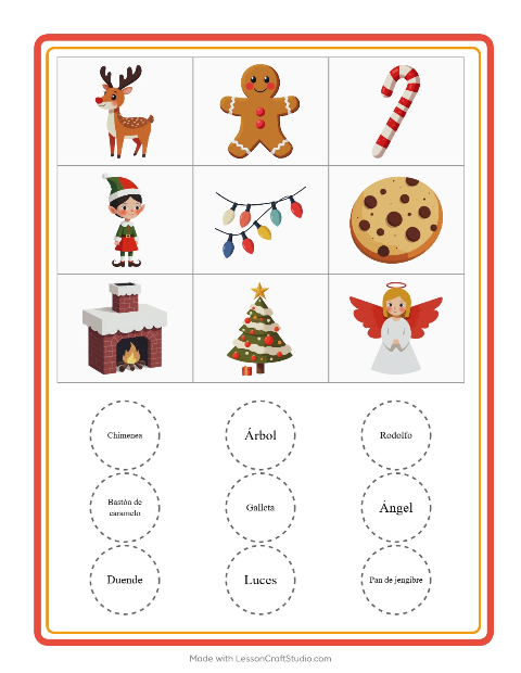 Vista previa de la hoja de Bingo con Navidad para jardín infantil
