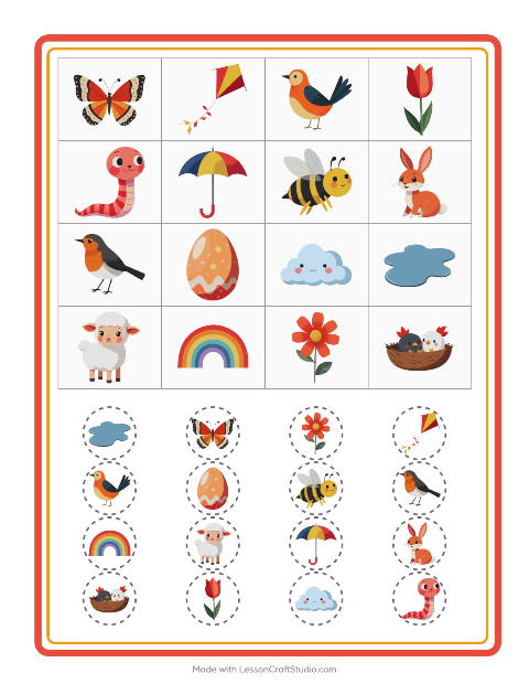 Vista previa de la hoja de Bingo con Primavera para jardín infantil