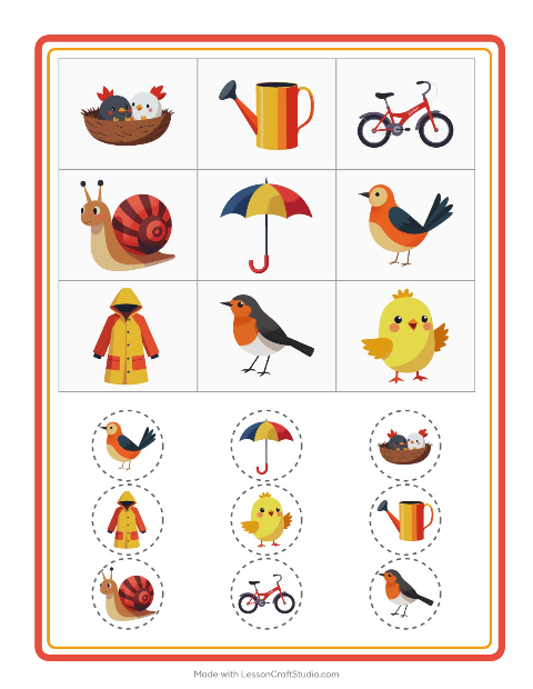 Vista previa de la hoja de Bingo con Primavera para jardín infantil