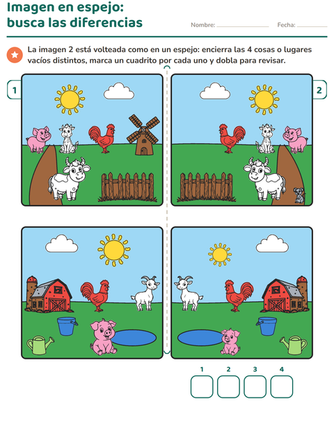 Vista previa de la hoja de Busca las diferencias para grado 1