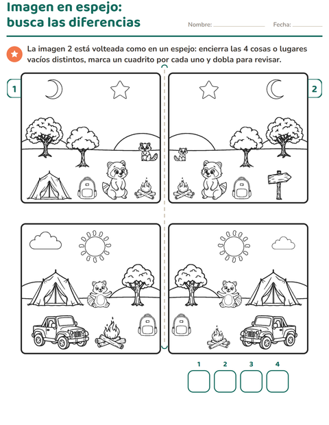 Vista previa de la hoja de Busca las diferencias para grado 1