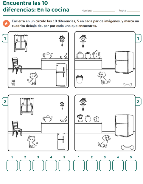 Vista previa de la hoja de Busca las diferencias para grado 2