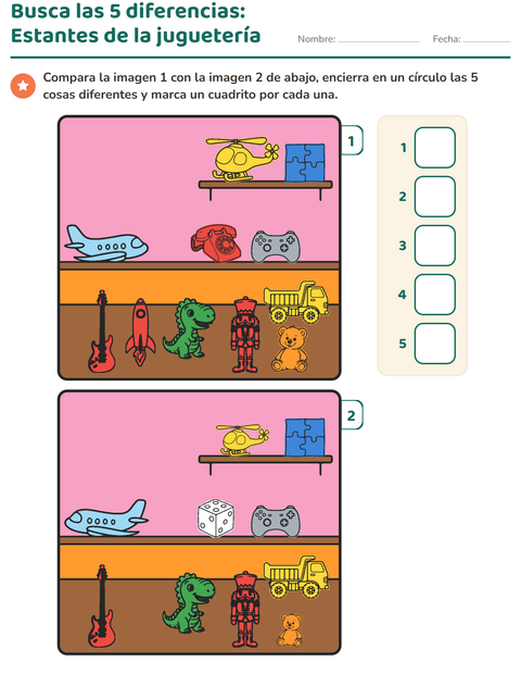 Vista previa de la hoja de Busca las diferencias para jardín infantil