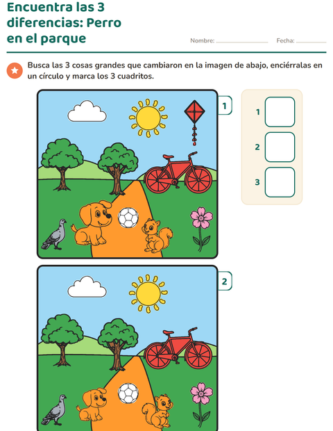 Vista previa de la hoja de Busca las diferencias para jardín infantil