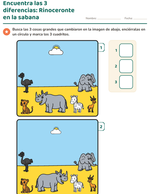 Vista previa de la hoja de Busca las diferencias para jardín infantil