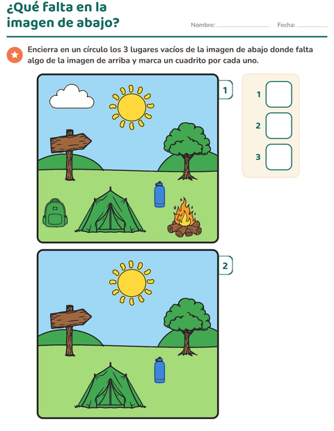 Vista previa de la hoja de Busca las diferencias para jardín infantil