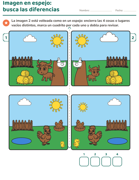 Vista previa de la hoja de Busca las diferencias para grado 1
