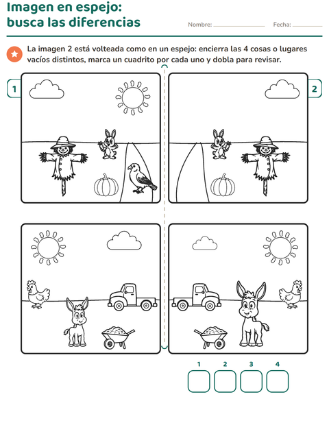 Vista previa de la hoja de Busca las diferencias para grado 1