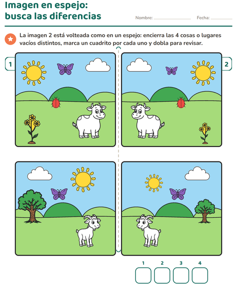 Vista previa de la hoja de Busca las diferencias para grado 1