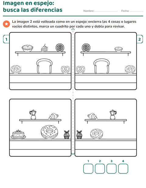 Vista previa de la hoja de Busca las diferencias para grado 1